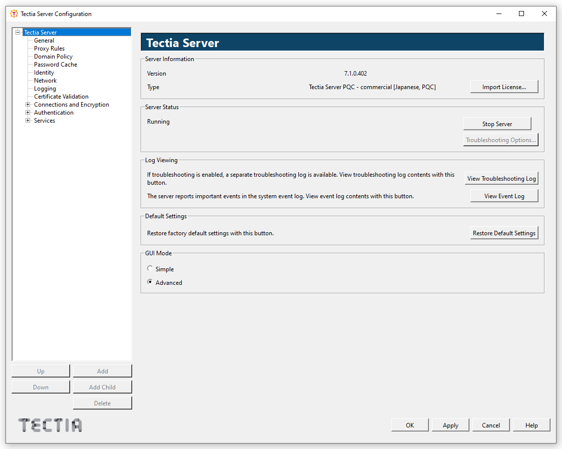 Tectia Server Configuration - Tectia Server page