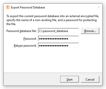 Exporting a password database