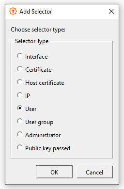 The Add Selector dialog box