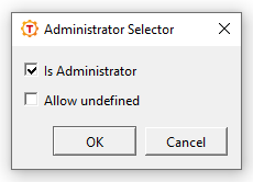 The Administrator Selector dialog box