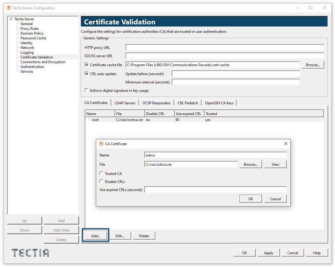 Adding CA certificates