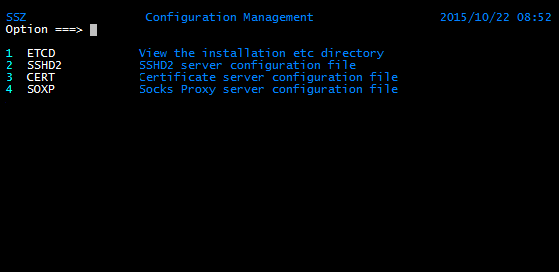 Tectia SSH Assistant Configuration Management menu (3 CONF)