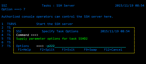 Tectia SSH Assistant ISPF application - Setting port number