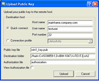 Uploading the public key